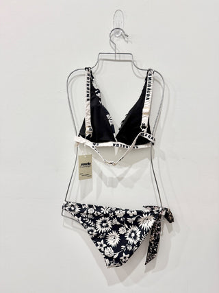 Smeralda Carmen Ela Bikini Top & Carlotta Bikini Bottom Set Black White Womens L