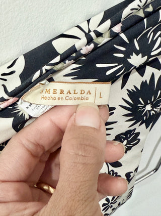 Smeralda Carmen Ela Bikini Top & Carlotta Bikini Bottom Set Black White Womens L