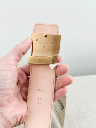 Louis Vuitton checkered leather belt with LV buckle, 36/90