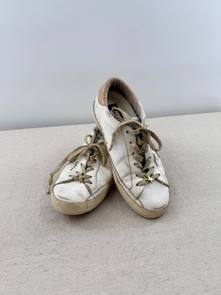 Golden Goose leather distressed sneakers with studs, 37