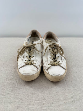 Golden Goose leather distressed sneakers with studs, 37