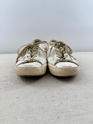Golden Goose leather distressed sneakers with studs, 37
