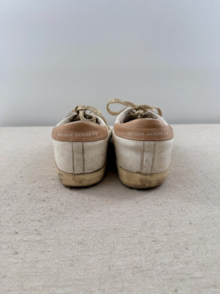 Golden Goose leather distressed sneakers with studs, 37