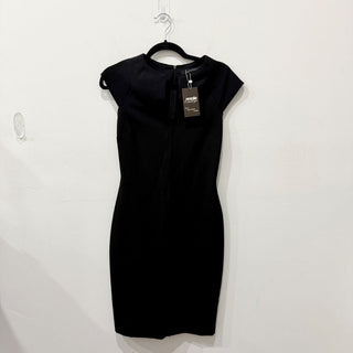 Zara Cap Sleeve Deep V-Neck Formal Bodycon Mini Dress Black Women's Size Small