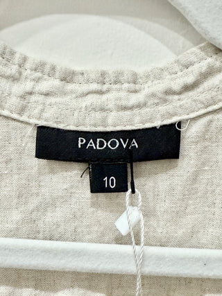 Padova Colorblock Sleeveless 100% Linen Tunic Vest Cardigan Cream/Black Women 10