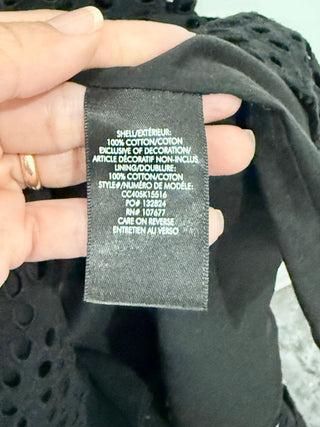 Alice + Olivia Artemis Poplin Off-The-Shoulder Eyelet Mini Shift Dress Black Women's XS