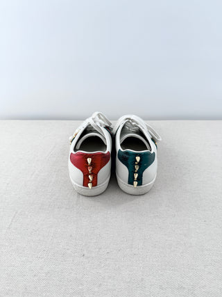 Gucci Ace Leather Sneakers with Pearl and Spike Embellished White Women's EU 36