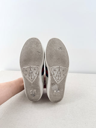 Gucci Ace Leather Sneakers with Pearl and Spike Embellished White Women's EU 36