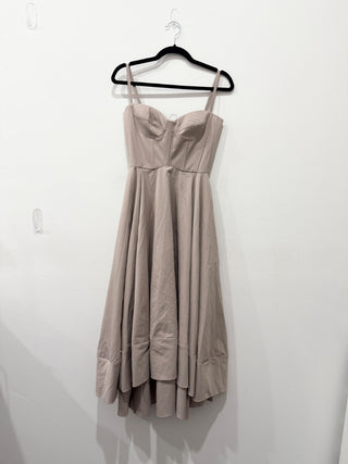 Maria Elena Villamil bustier top full skirt midi dress, 4