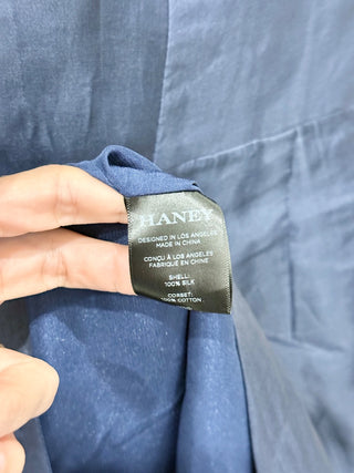 Haney Silk Corset Pleated Short Sleeve Bodycon Mini Dress Navy Blue Women's 4