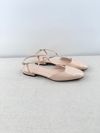 Gucci Vernice Crystal Patent Leather Double G Ballet Flat Skin Rose Womens EU 39