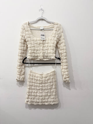 Nanushka textured set crop blazer and mini skirt, XS