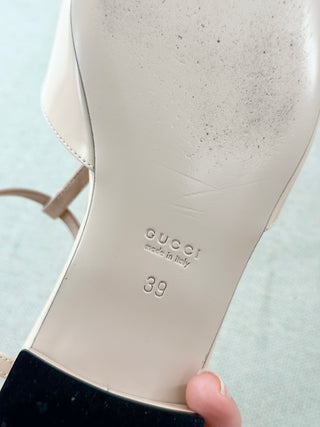 Gucci Vernice Crystal Patent Leather Double G Ballet Flat Skin Rose Womens EU 39