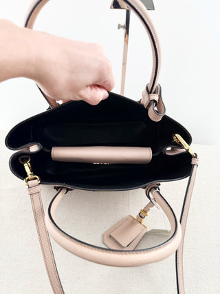 Prada double bag in saffiano leather medium, medium