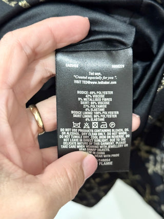 Ted Baker Flamie Jacquard Fit & Flare Midi Ballerina Dress Black Women's Size 2