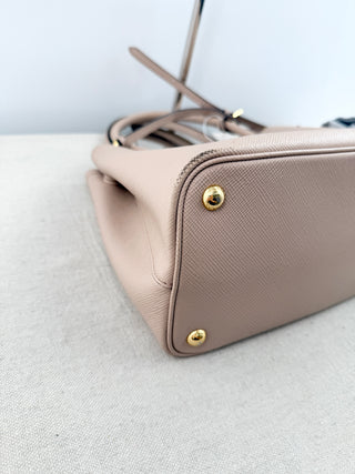 Prada double bag in saffiano leather medium, medium
