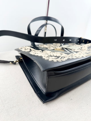 Valentino Orlandi leather embroidered tote bag