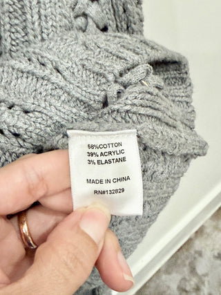 NWT Camila Coelho Daria Cable Knit Turtleneck Cropped Sweater Gray Women's XS