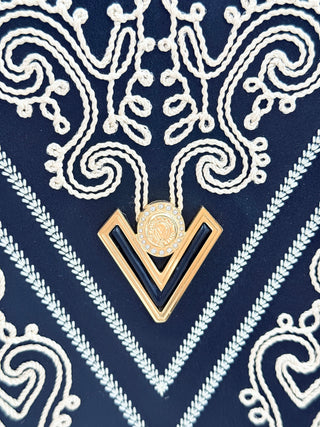 Valentino Orlandi leather embroidered tote bag