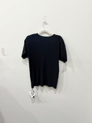 NWT Homme Plisse Issey Miyake Pleated Short Sleeve T-Shirt Top Black Men's 2 / M