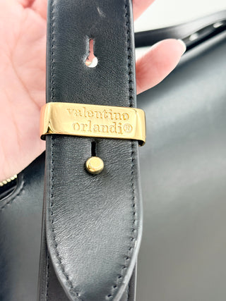 Valentino Orlandi leather embroidered tote bag