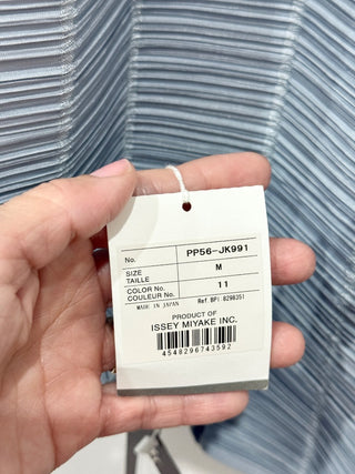 NWT Issey Miyake Plisse Pleats Please 3/4 Sleeve Blouse Top Light Blue Women's M