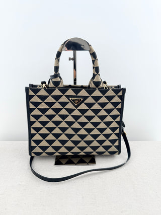 Prada canvas symbole small bag with long strap