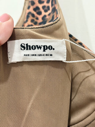 ShowPo Laney Maxi Dress Mesh Sweetheart Neck Bodycon Maxi Dress Leopard Print 4