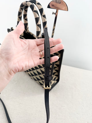 Prada canvas symbole small bag with long strap
