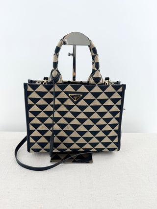 Prada canvas symbole small bag with long strap