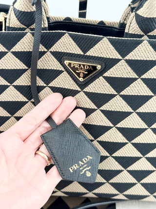 Prada canvas symbole small bag with long strap