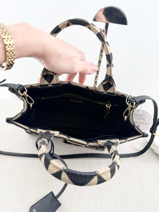 Prada canvas symbole small bag with long strap