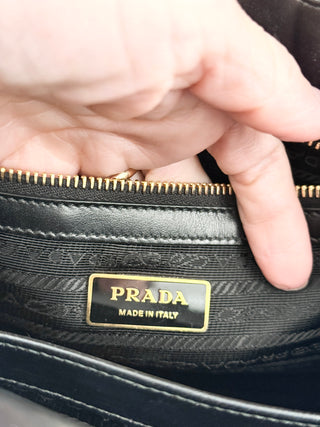 Prada canvas symbole small bag with long strap