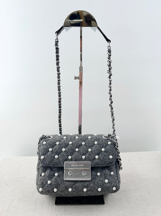 Michael Kors small felt pearl embellished shoulder bag
