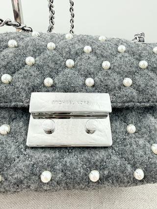 Michael Kors small felt pearl embellished shoulder bag