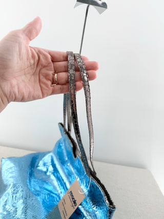 Carlos Falchi metallic small tote bag