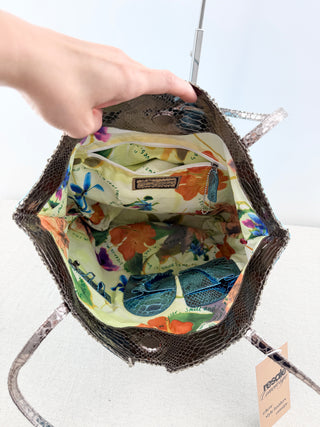 Carlos Falchi metallic small tote bag