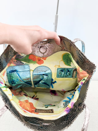 Carlos Falchi metallic small tote bag