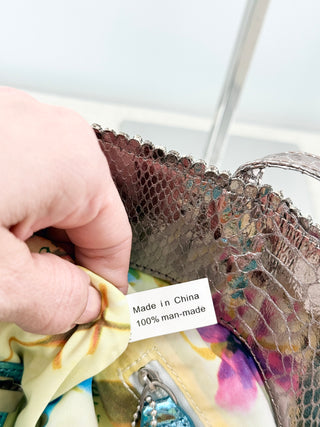 Carlos Falchi metallic small tote bag