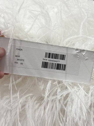 Jovani wide leg jumpsuit strapless feather trim, 00
