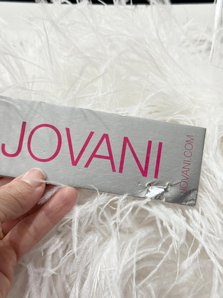 Jovani wide leg jumpsuit strapless feather trim, 00
