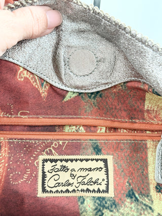Carlos Falchi suede textured large tote bag