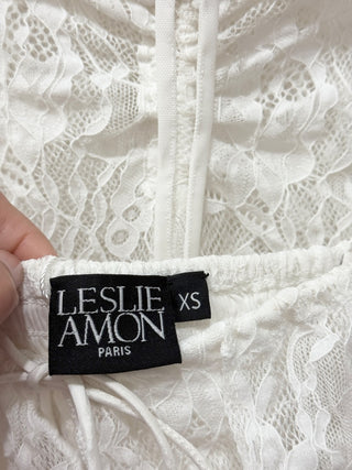 Leslie Amon lace set tank top and ruffle pants, top XS / bottom S