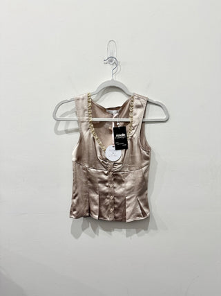 More To Come satin lace trim sleeveless top, XS