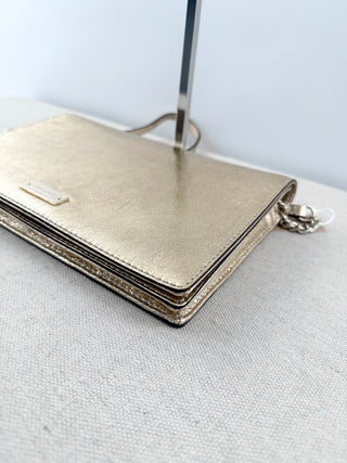 Kate Spade metallic leather clutch and shoulder flap bag