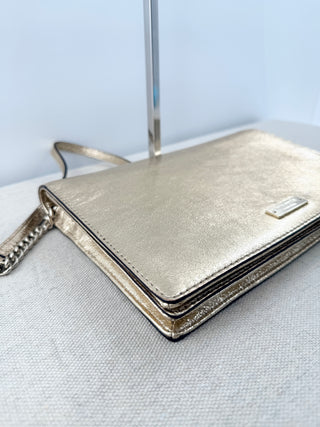 Kate Spade metallic leather clutch and shoulder flap bag