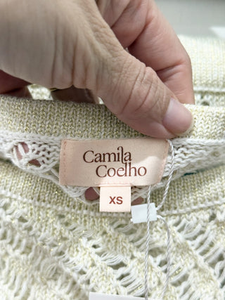 Camila Coelho crochet set metallic top and midi skirt, XS