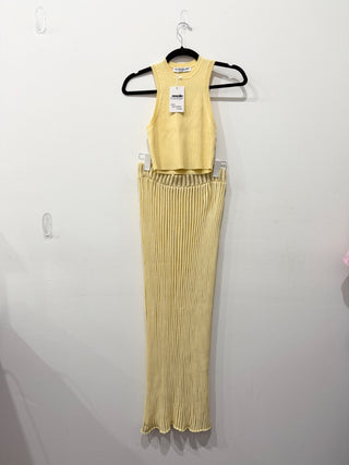 Nonchalant knit pleated set top and maxi skirt, XS