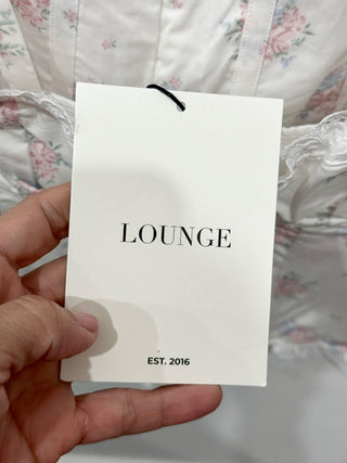 Lounge cotton floral lace trim set corset and skirt, XS