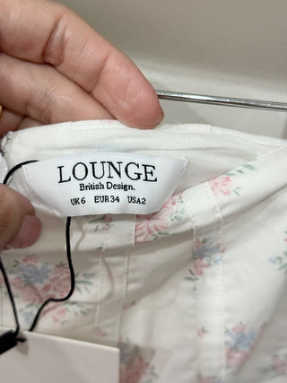 Lounge cotton floral lace trim set corset and skirt, XS